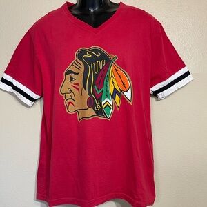 NHL Chicago Blackhawks T-shirt Jersey Hockey V-Neck L